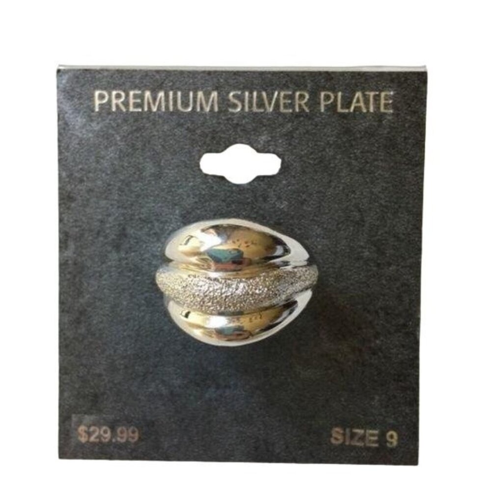 Premium Silver Plate Textured Ring Size 9 New